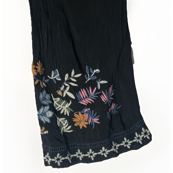 Johnny Was Esmerelda Tunic Embroidered Black Floral Cupra Rayon Women's L - Picture 5 of 7